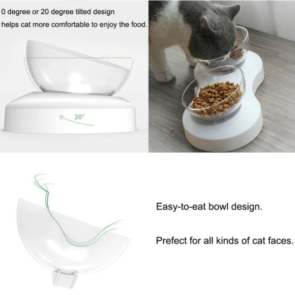 FOREYY Elevated Raised Pet Bowls for Cats & Small Dogs Stand Feeder 20° Tilt - Picture 6 of 10